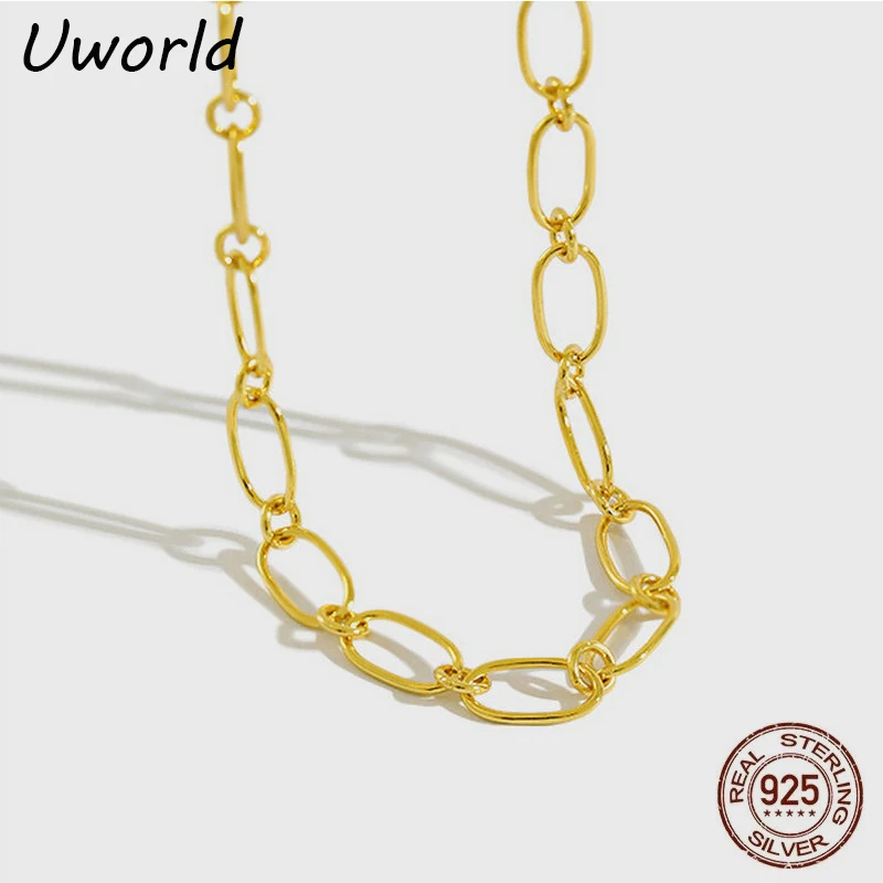 Hiphop S925 Sterling Silver Chain Necklace 18K Gold Plated Silver Oval Link Chain Choker Party Dress Jewelry 
Hiphop S925 Sterling Silver Chain Necklace 18K Gold Plated Silver Oval Link Chain Choker Party Dress Jewelry