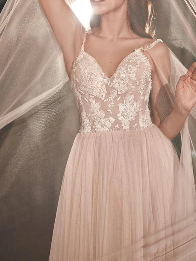 YILIBER Lace wedding dress v-neck applique decoration bridal dresses shawl sling backless pink lace big skirt
YILIBER Lace wedding dress v-neck applique decoration bridal dresses shawl sling backless pink lace big skirt