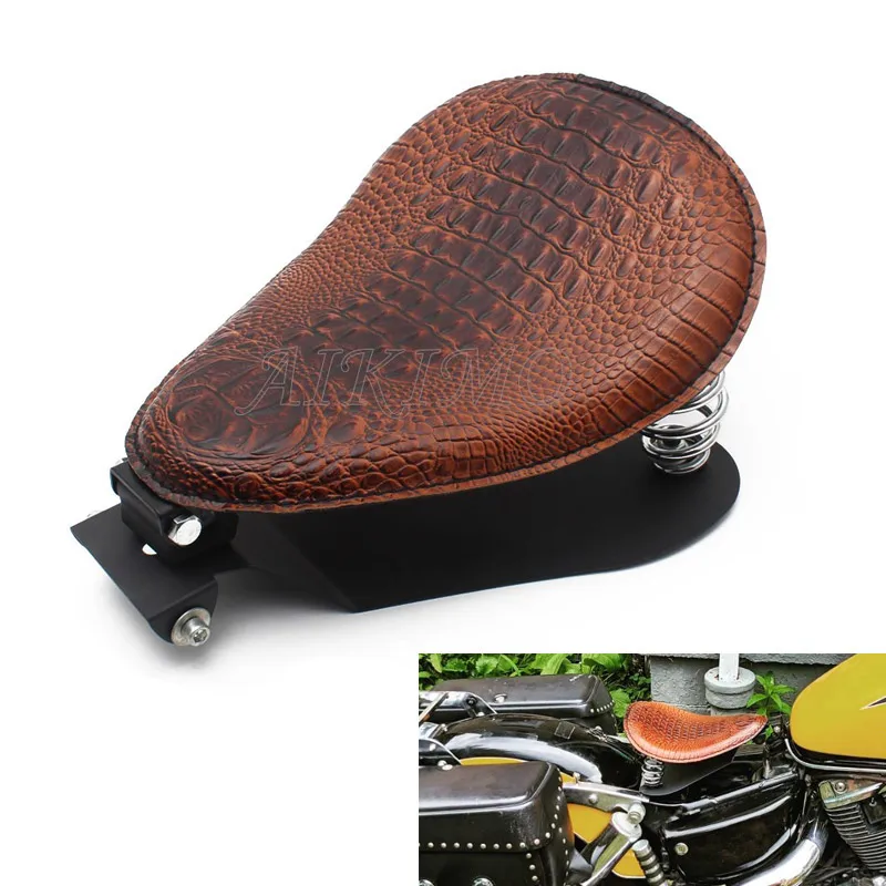 Крокодиловой кожи Solo сиденье с весны Кронштейн комплект для Harley Davidson Sportster XL 1200 883