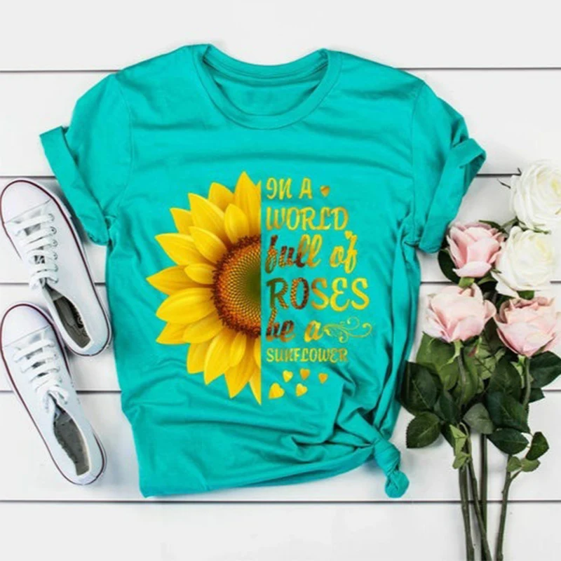 Plus Size 5XL New Fashion Pink Tee Shirts Short Sleeve O Neck Sunflower Letters for Women New Tshirts Casual Tops Shipping
Plus Size 5XL New Fashion Pink Tee Shirts Short Sleeve O Neck Sunflower Letters for Women New Tshirts Casual Tops Shipping
