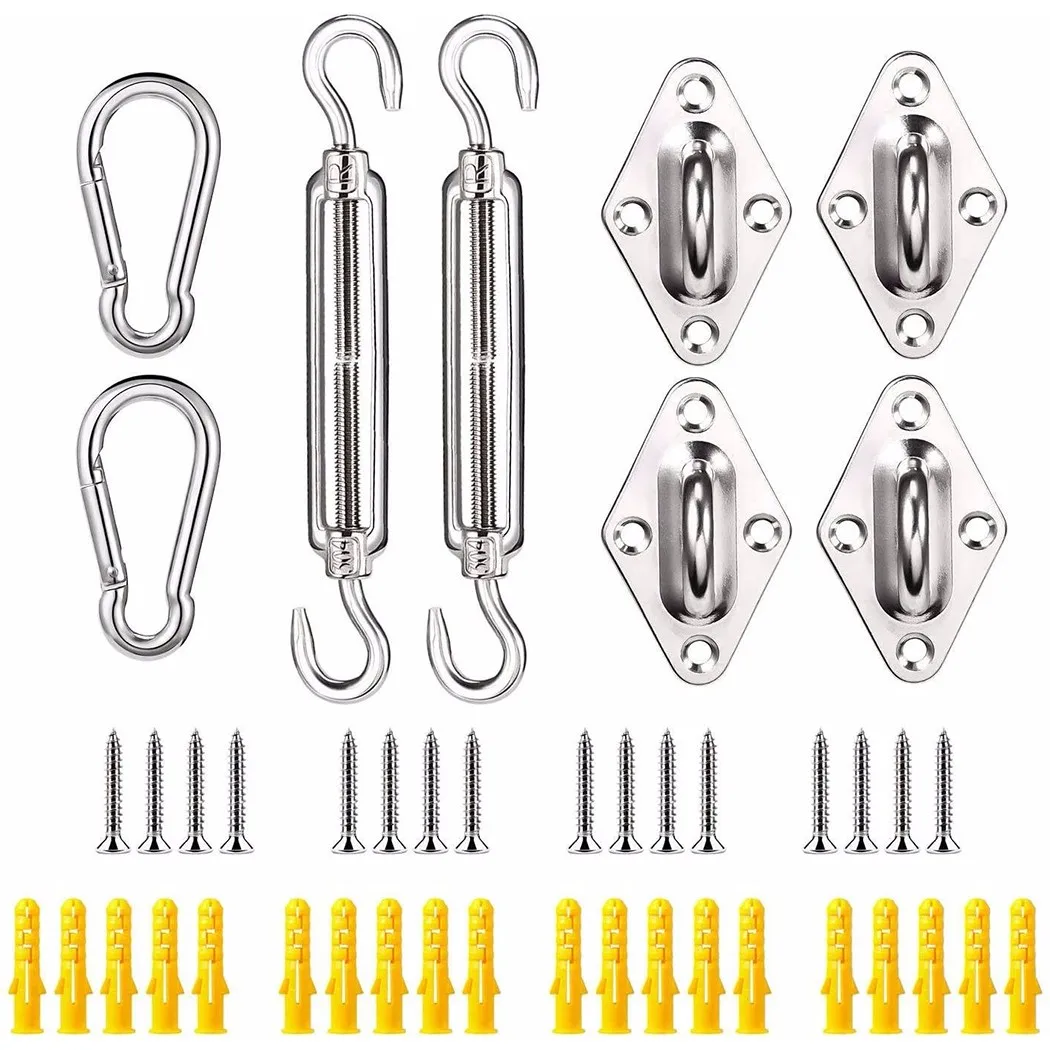 Shade Sail Hardware Kit, 304 Stainless Steel Hardware Kit For Square/Rectangle Eye Carabiner Clip Hook Screws Silver
Shade Sail Hardware Kit, 304 Stainless Steel Hardware Kit For Square/Rectangle Eye Carabiner Clip Hook Screws Silver