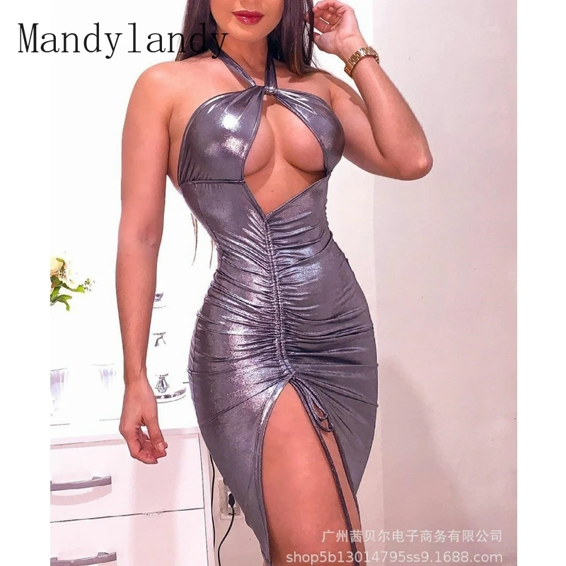 Mandylandy Dress Summer Sexy Backless Halter Spaghetti Strap Hollow Out Dress Women Elegant Slim Fit Pleated Bandage Split Dress
Mandylandy Dress Summer Sexy Backless Halter Spaghetti Strap Hollow Out Dress Women Elegant Slim Fit Pleated Bandage Split Dress