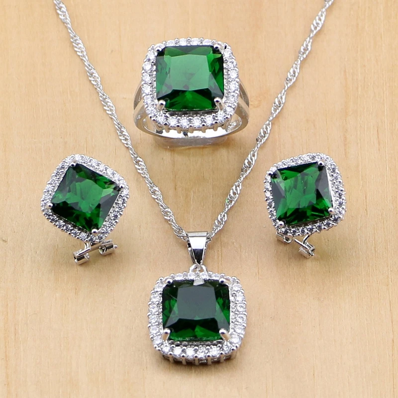 925 Sterling Silver Jewelry Green Created Emerald White Zircon Jewelry Sets For Women Wedding Earrings/Pendant/Necklace/Rings
925 Sterling Silver Jewelry Green Created Emerald White Zircon Jewelry Sets For Women Wedding Earrings/Pendant/Necklace/Rings