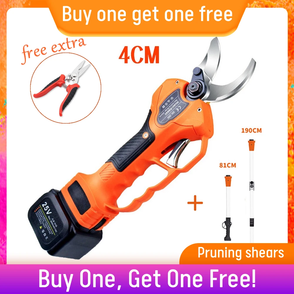 40MM Electric Pruning Shears Cordless Electric Scissors Vineyard Pruning Electric Pruner Branch Cutter with 1 Charger 3 Battery
40MM Electric Pruning Shears Cordless Electric Scissors Vineyard Pruning Electric Pruner Branch Cutter with 1 Charger 3 Battery