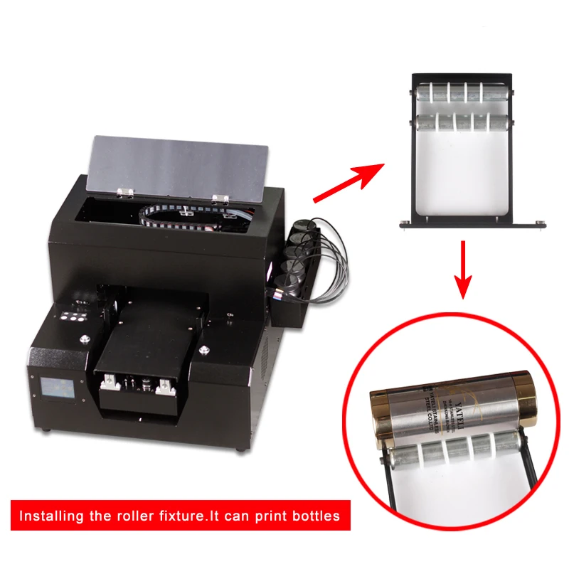 A4 UV printer with heightened cylindrical roller for multi-function printing of cups/insoles/gloves/lighters
A4 UV printer with heightened cylindrical roller for multi-function printing of cups/insoles/gloves/lighters