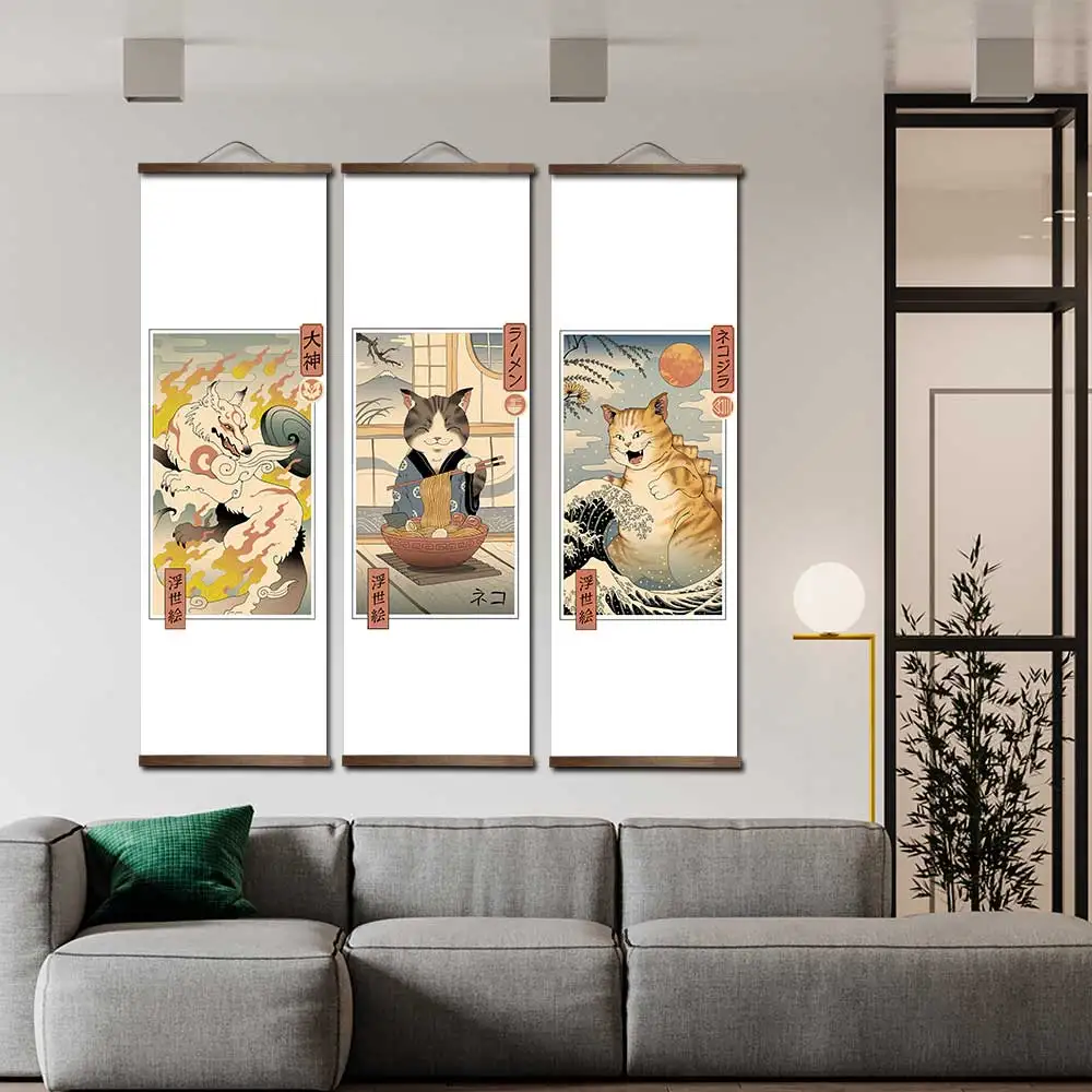 Japanese style ukiyoe poster picture living room home decoration painting wall art solid wood hanging scroll gift animal decor
Japanese style ukiyoe poster picture living room home decoration painting wall art solid wood hanging scroll gift animal decor