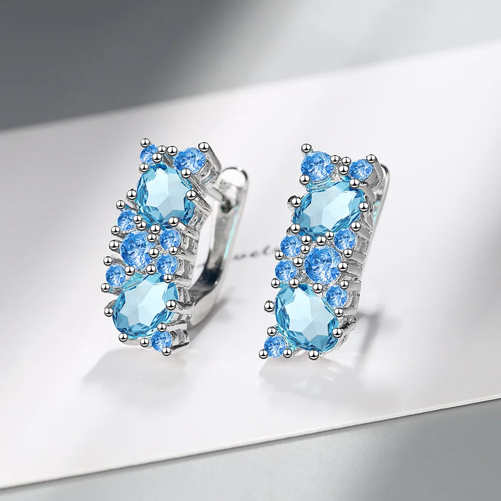 WANGAIYAO temperament blue zircon diamond earrings female simple earrings blue ear jewelry
WANGAIYAO temperament blue zircon diamond earrings female simple earrings blue ear jewelry