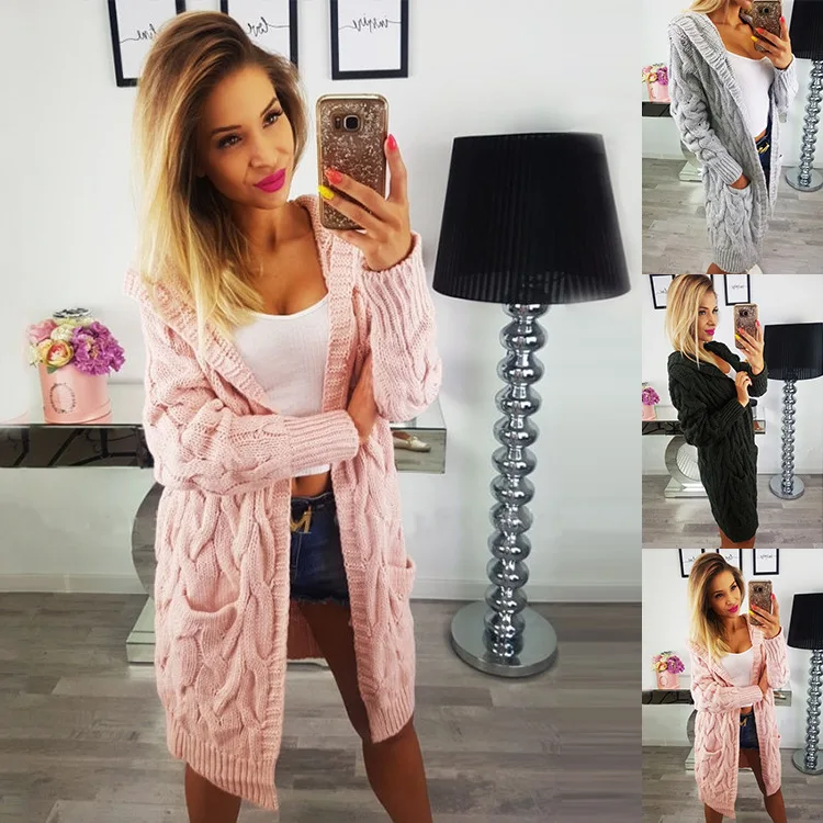 Autumn and winter new fashion women's clothing Pure color knitted twist long-sleeved hooded sweater cardigan no button jacket
Autumn and winter new fashion women's clothing Pure color knitted twist long-sleeved hooded sweater cardigan no button jacket