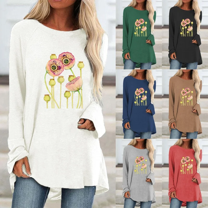 Plus Size Autumn and Winter New Women Clothing Solid Color Fashion Printing Tee Long Sleeve Round Neck Pullover Casual Tops
Plus Size Autumn and Winter New Women Clothing Solid Color Fashion Printing Tee Long Sleeve Round Neck Pullover Casual Tops