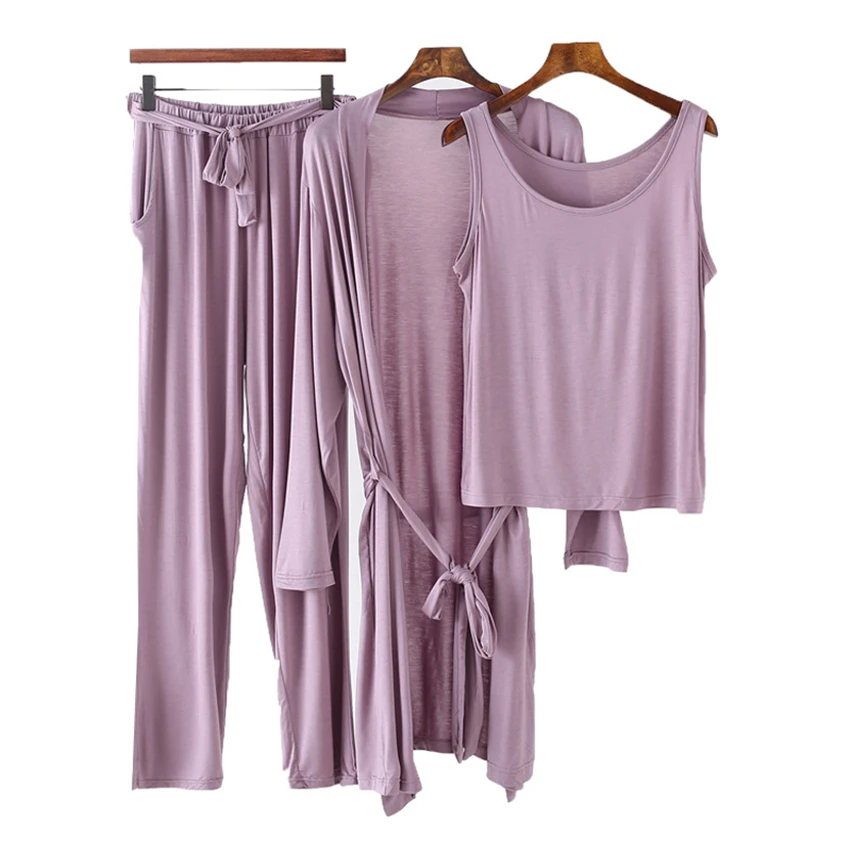 2021 Pajama Set Women Cardigan Top Pants Three-piece Suit Solid Color Full Sleeve Round Neck Casual Leisure Home Party Lazy Wind
2021 Pajama Set Women Cardigan Top Pants Three-piece Suit Solid Color Full Sleeve Round Neck Casual Leisure Home Party Lazy Wind