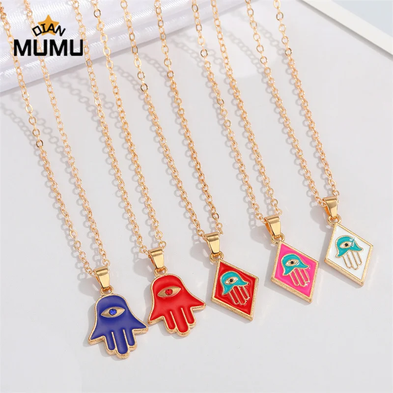 Vintage Blue Evil Eye Pendant Necklace Chain Choker Ethnic Rhinestone Fatima Hamsa Hand Necklace For Women Jewelry
Vintage Blue Evil Eye Pendant Necklace Chain Choker Ethnic Rhinestone Fatima Hamsa Hand Necklace For Women Jewelry