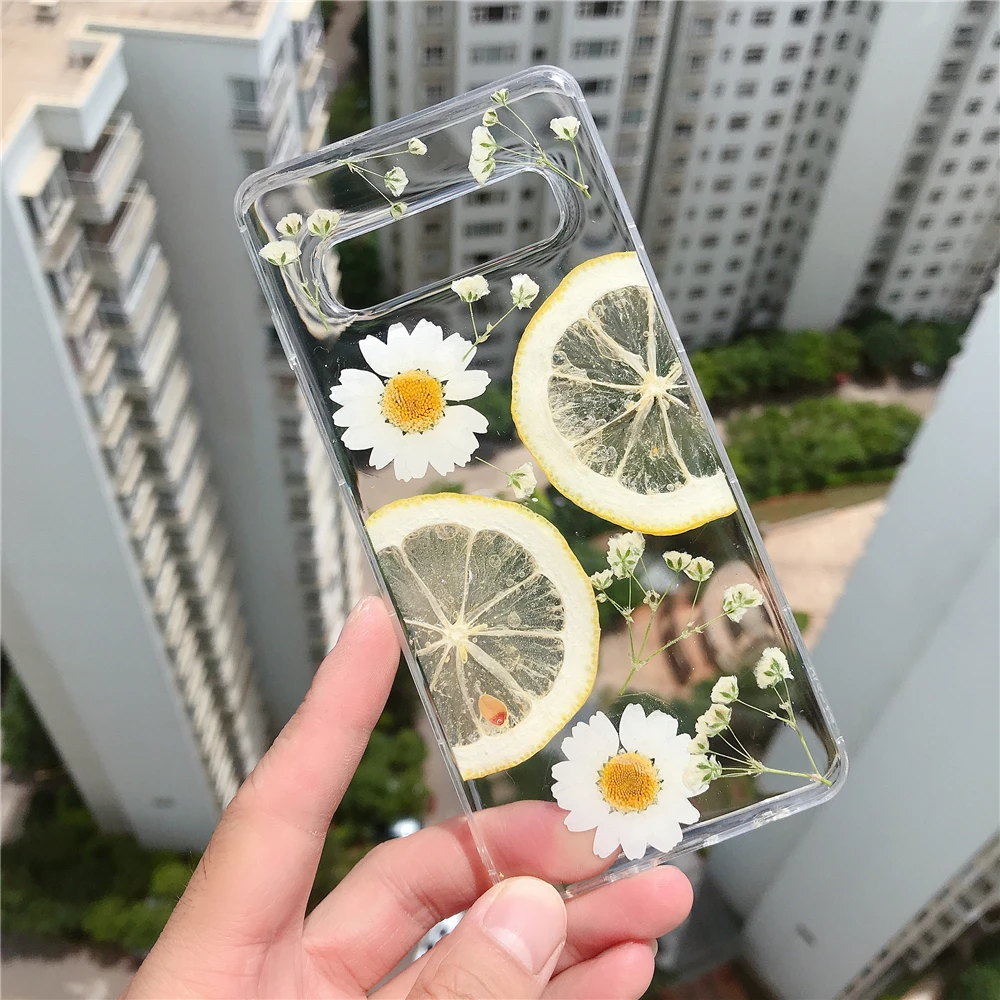 Прозрачный чехол с натуральным лимоном для Samsung Galaxy S20 + Ultra S10 E 9 8 7 Note 10 A Series Милый