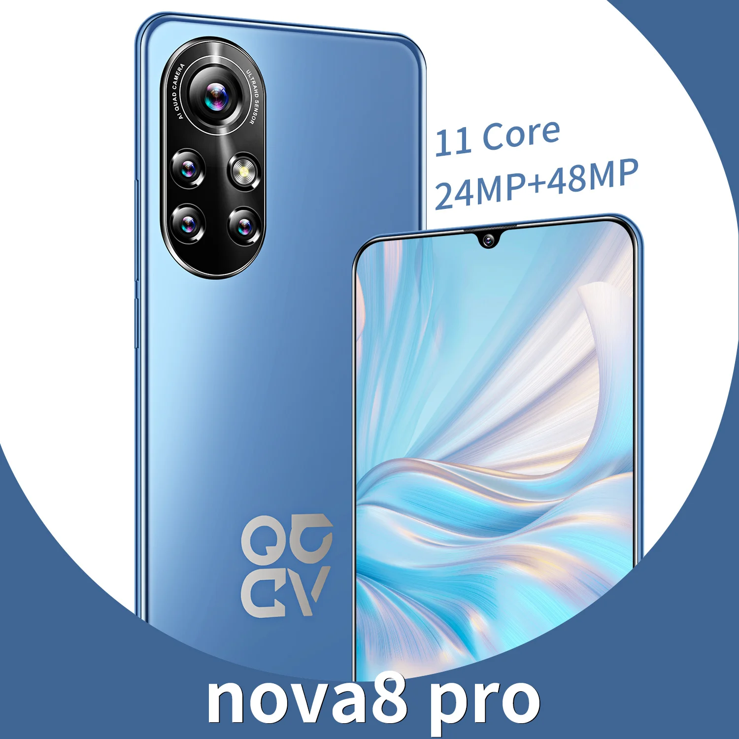

2021 Nova8 Pro 6.8 Inch 8+256GB Qualcomm Snapdragon 888 Smartphone 10 Core HD+ 2280*3200 24+48MP 6500mAh Andriod 10 Cell Phone