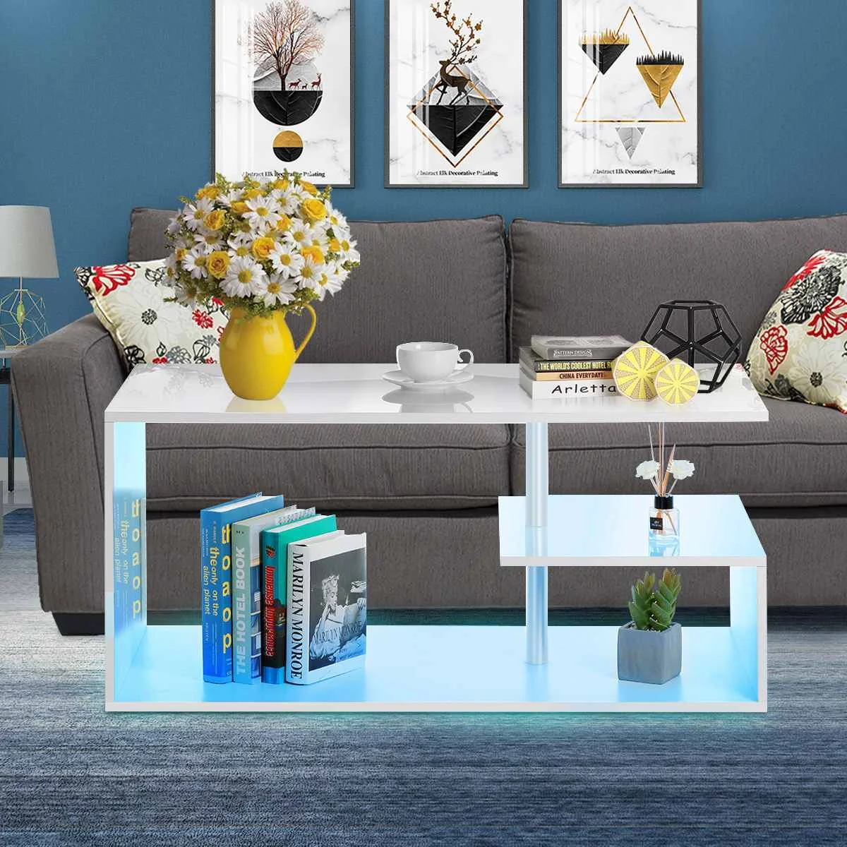 Modern High Gloss RGB LED Coffee Table Sofa Side End Table Magazine Shelf With 4 Drawer Storage Cabinet Storage Organzier
Modern High Gloss RGB LED Coffee Table Sofa Side End Table Magazine Shelf With 4 Drawer Storage Cabinet Storage Organzier
