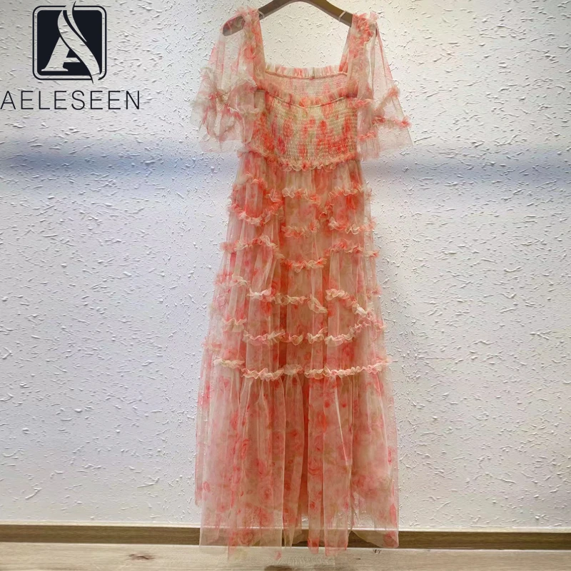 AELESEEN Maxi Party Women Summer Dress Runway Fashion Slash Neck Ruffles Floral Print Pink Blue Elegant Holiday Long Dress
AELESEEN Maxi Party Women Summer Dress Runway Fashion Slash Neck Ruffles Floral Print Pink Blue Elegant Holiday Long Dress