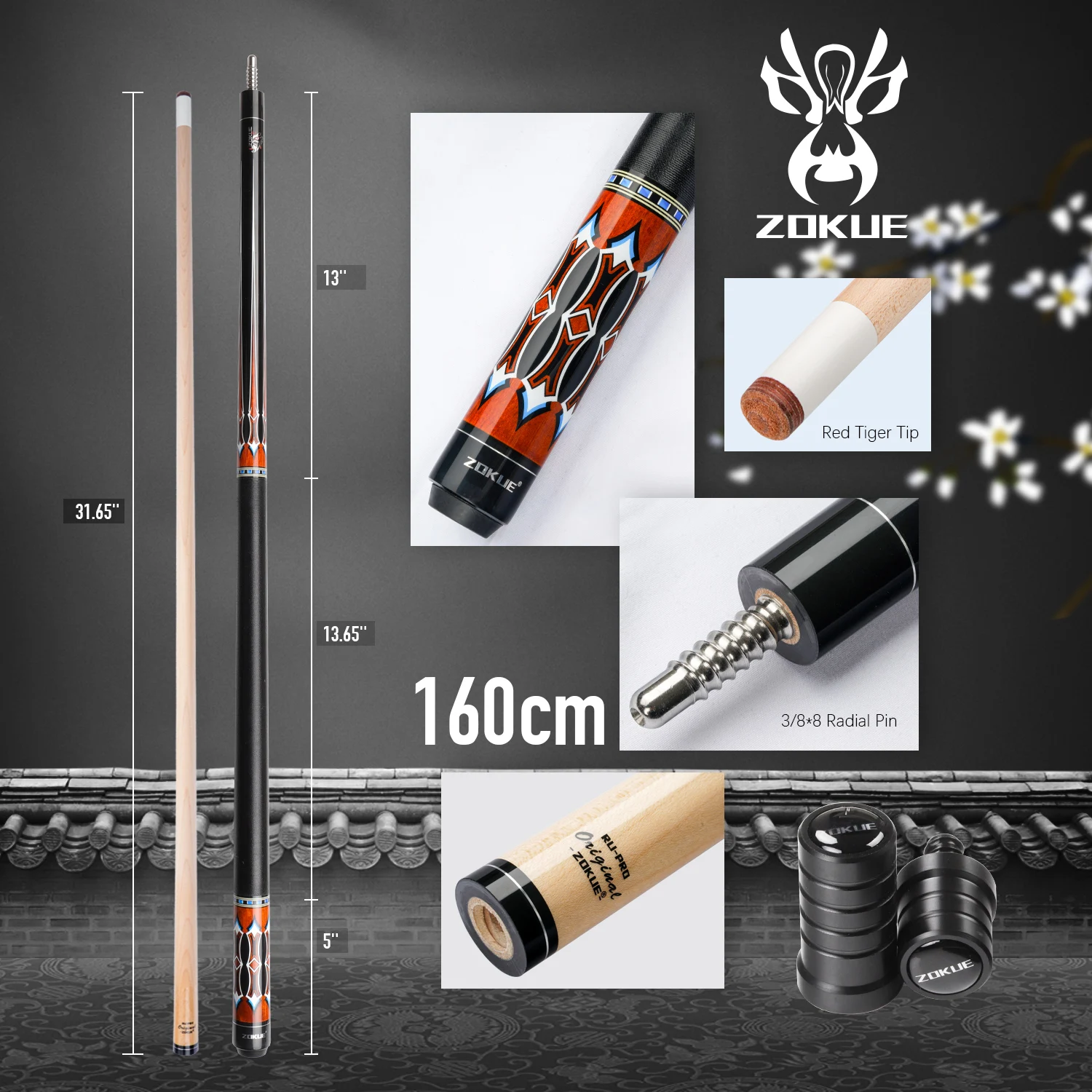 ZOKUE Billiard Cue Radial Pin Pool Cue Stick Canadian Featured Maple 160cm 12.75mm Cue With Case For Tall Man
ZOKUE Billiard Cue Radial Pin Pool Cue Stick Canadian Featured Maple 160cm 12.75mm Cue With Case For Tall Man