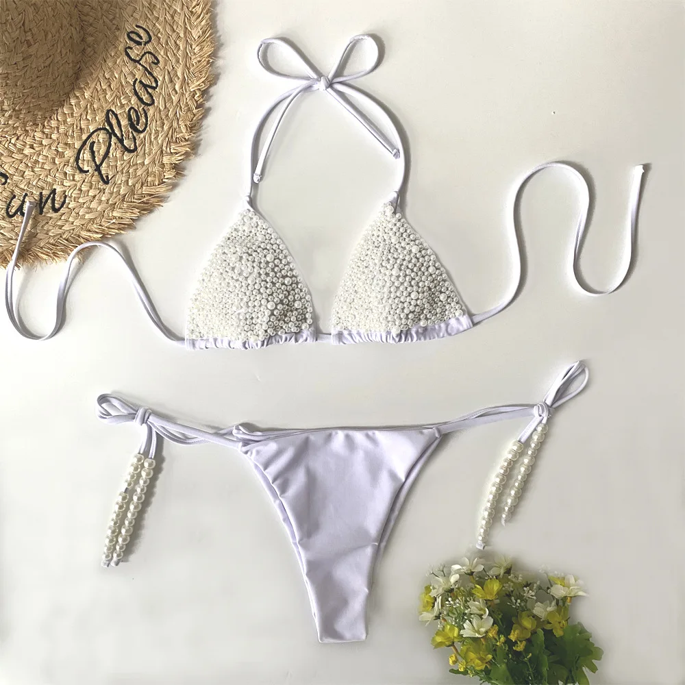 Super Sexy Pearl Sequins Shiny Glitter Bikini Adjustable Triangle Bathing Swimsuit Mini 2 Piece Swimwear Sets for Women Girls
Super Sexy Pearl Sequins Shiny Glitter Bikini Adjustable Triangle Bathing Swimsuit Mini 2 Piece Swimwear Sets for Women Girls