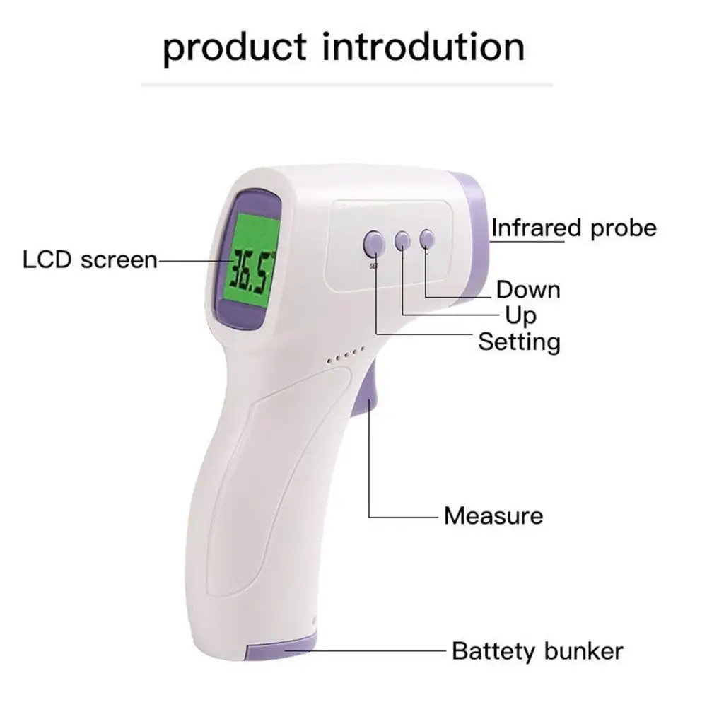 Digital Infrared Thermometer Non-Contact IR Forehead Fever Electronic Laser Body Temperature Gun Home Outdoor Baby Adult
Digital Infrared Thermometer Non-Contact IR Forehead Fever Electronic Laser Body Temperature Gun Home Outdoor Baby Adult