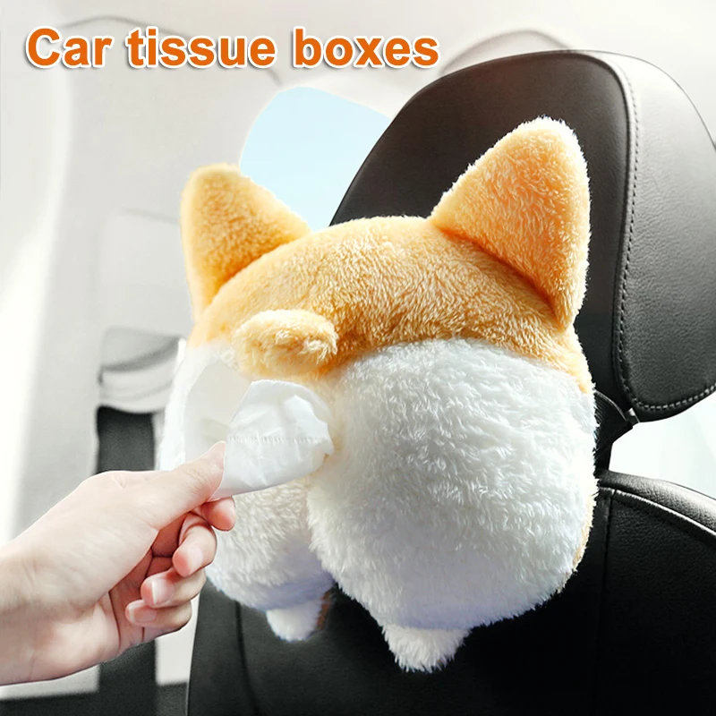 

Corgi Butt Cat Car Tissue Holder Napkin Box Vehicle Backseat Tissue Case Holder for Home Car Bathroom органайзер для салфеток