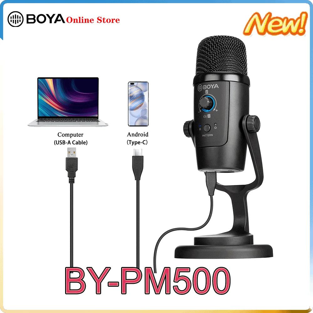 Кардиоидный/всенаправленный USB-микрофон BOYA BY-PM500, разъем для наушников 3,5 мм, настольная подставка для микрофона, Type-C, для студийной записи
Кардиоидный/всенаправленный USB-микрофон BOYA BY-PM500, разъем для наушников 3,5 мм, настольная подставка для микрофона, Type-C, для студийной записи