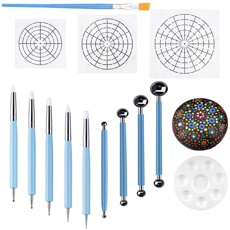 Set of 14 Mandala Dotting Stencil Tools Rock Painting Kit Dotting Tools Include Templates, Paint Tray, Mandala Tools
Set of 14 Mandala Dotting Stencil Tools Rock Painting Kit Dotting Tools Include Templates, Paint Tray, Mandala Tools