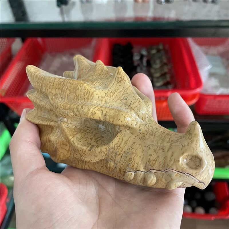 5inch Natural Stone Crystal Handmade Carved Dragon Head Skull Polished Animal Powerful Statue for Home Decoration Gift
5inch Natural Stone Crystal Handmade Carved Dragon Head Skull Polished Animal Powerful Statue for Home Decoration Gift