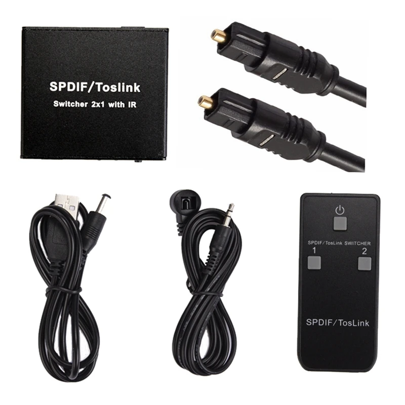 SPDIF/Toslink Switcher 2X1 with IR Remote Control Optical SPDIF Toslink Switch 2 Input 1 Output Support LPCM 2.0 DTS
SPDIF/Toslink Switcher 2X1 with IR Remote Control Optical SPDIF Toslink Switch 2 Input 1 Output Support LPCM 2.0 DTS