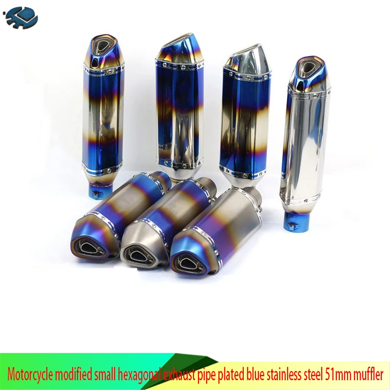 Motorcycle modified small hexagonal exhaust pipe plated blue half blue stainless steel 51mm muffler Ninja Horizon GM
Motorcycle modified small hexagonal exhaust pipe plated blue half blue stainless steel 51mm muffler Ninja Horizon GM