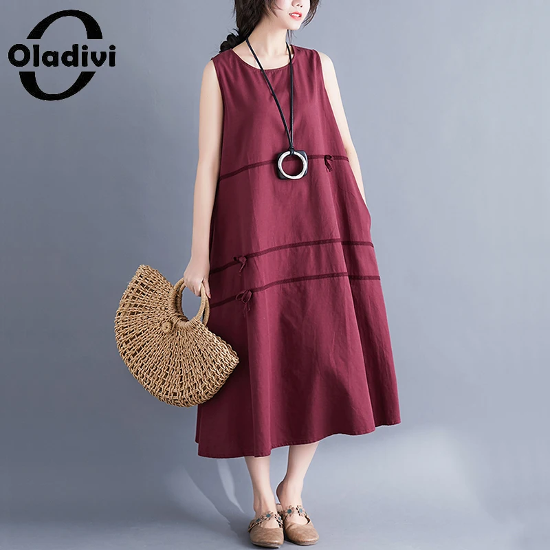 Oladivi 4 Colors Oversized Women Clothing Sleeveless Sundress Casual Loose Dress 2021 Summer New Midi Dresses Robe Vestidio 6918
Oladivi 4 Colors Oversized Women Clothing Sleeveless Sundress Casual Loose Dress 2021 Summer New Midi Dresses Robe Vestidio 6918