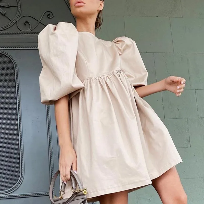 Simple Loose O Neck Mini Dresses Women Fashion A Line Casual Dress Women Elegant Solid Puff Sleeve Dresses Female Ladies
Simple Loose O Neck Mini Dresses Women Fashion A Line Casual Dress Women Elegant Solid Puff Sleeve Dresses Female Ladies