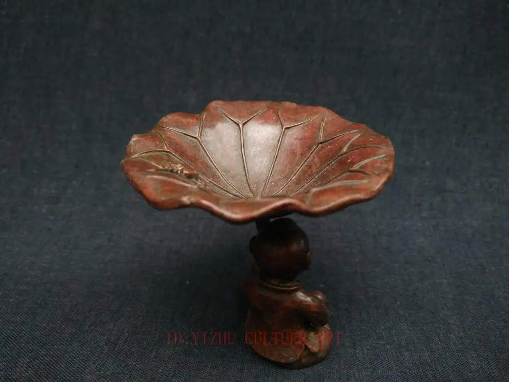 YIZHU CULTUER ART Collection China Bronze Carving Boy Lotus leaf writing-brush washer Candlestick
YIZHU CULTUER ART Collection China Bronze Carving Boy Lotus leaf writing-brush washer Candlestick