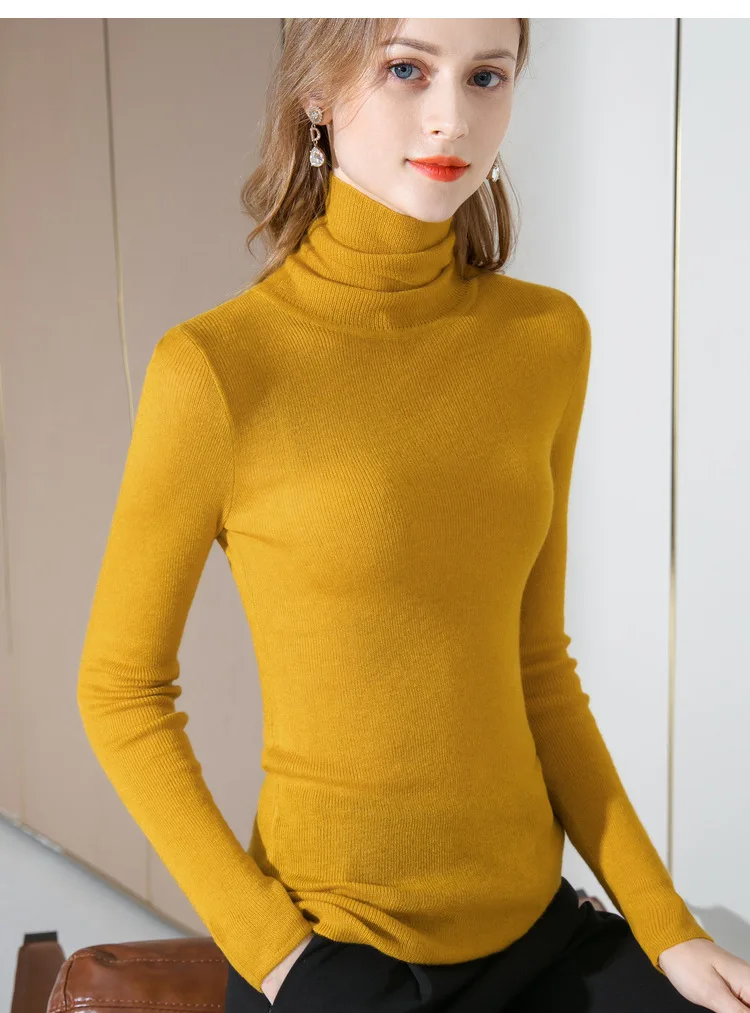 Autumn Winter Women'S T-Shirts Women Elasticity Slim Solid Color Elegant High Quality Top Female Turtleneck Cashmere Tshirt B231 
Autumn Winter Women'S T-Shirts Women Elasticity Slim Solid Color Elegant High Quality Top Female Turtleneck Cashmere Tshirt B231