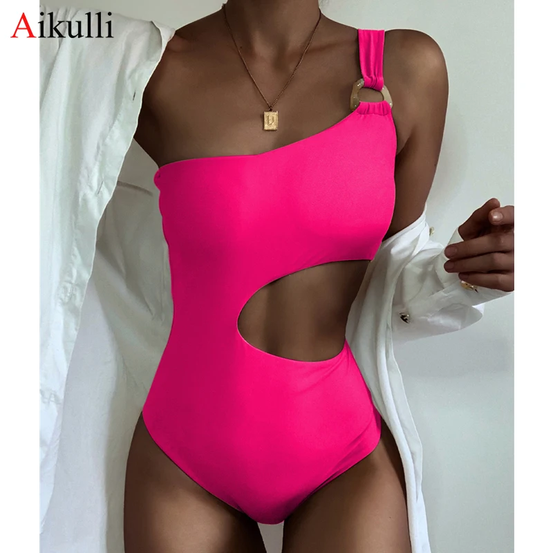 2021 Sexy One Shoulder One Piece Swimsuit Women's Solid Hollow Out Swimwear Summer Female Monokini Bodysuit Beach Bathing Suit
2021 Sexy One Shoulder One Piece Swimsuit Women's Solid Hollow Out Swimwear Summer Female Monokini Bodysuit Beach Bathing Suit