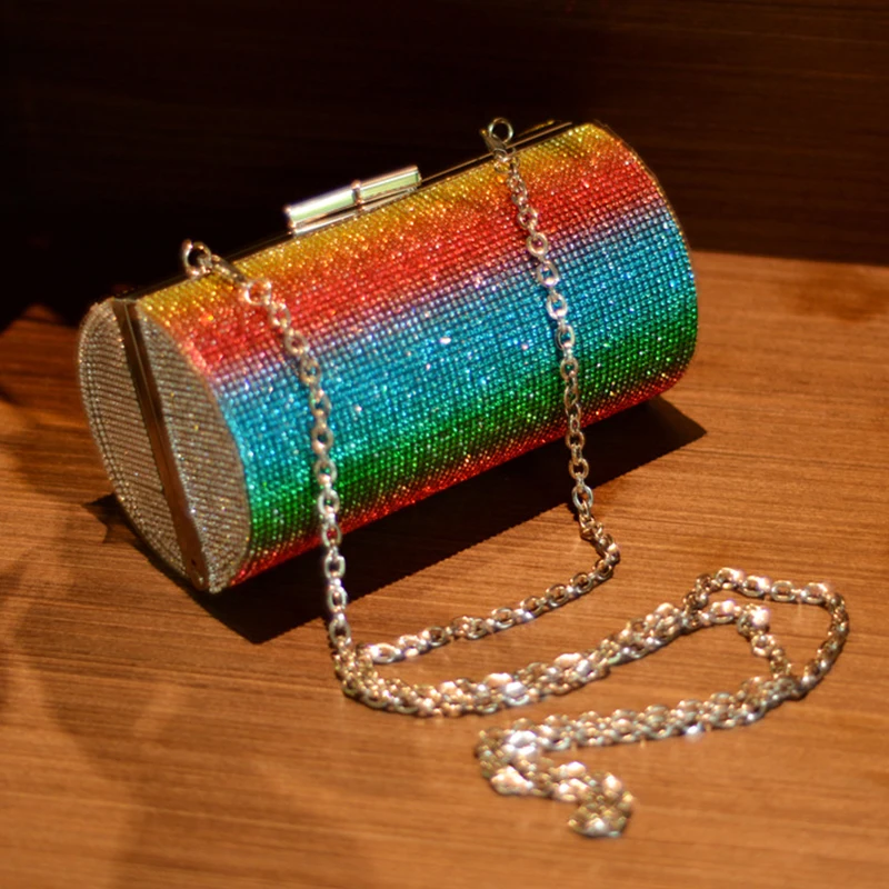 Rainbow Rhinestone Purse Evening Bag for Women Luxury Handbag Wedding Clutch Bag Banquet Diamond Cylinder Shoulder Bag
Rainbow Rhinestone Purse Evening Bag for Women Luxury Handbag Wedding Clutch Bag Banquet Diamond Cylinder Shoulder Bag