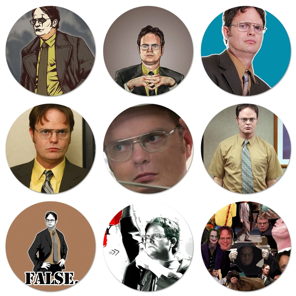 

58mm Dwight Schrute Icons Pins Badge Decoration Brooches Metal Badges For Clothes Backpack Decoration