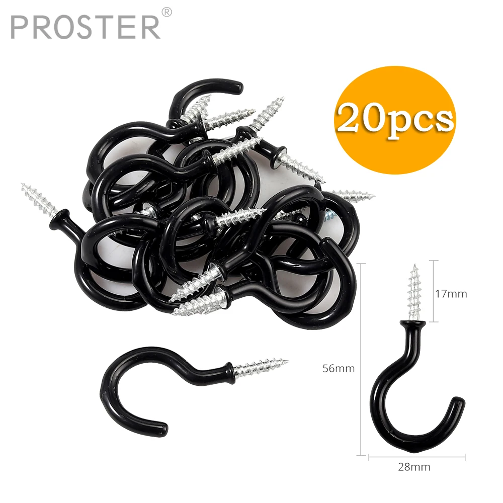 Proster 20Pcs Black Cup Hooks 1-1/2 " Keys Holder Screw In Hook Coffee Mug Hanging Hanger Hooks for Hanging Lights Curtains
Proster 20Pcs Black Cup Hooks 1-1/2 " Keys Holder Screw In Hook Coffee Mug Hanging Hanger Hooks for Hanging Lights Curtains