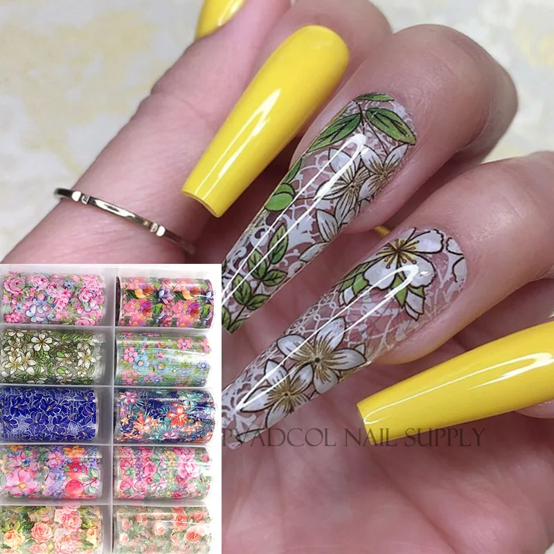 Flower Foil Nail Art Floral Foil Nails Water Transfer Decal Sticker Wraps For Acrylic Designs Decoration Manicure Tool
Flower Foil Nail Art Floral Foil Nails Water Transfer Decal Sticker Wraps For Acrylic Designs Decoration Manicure Tool