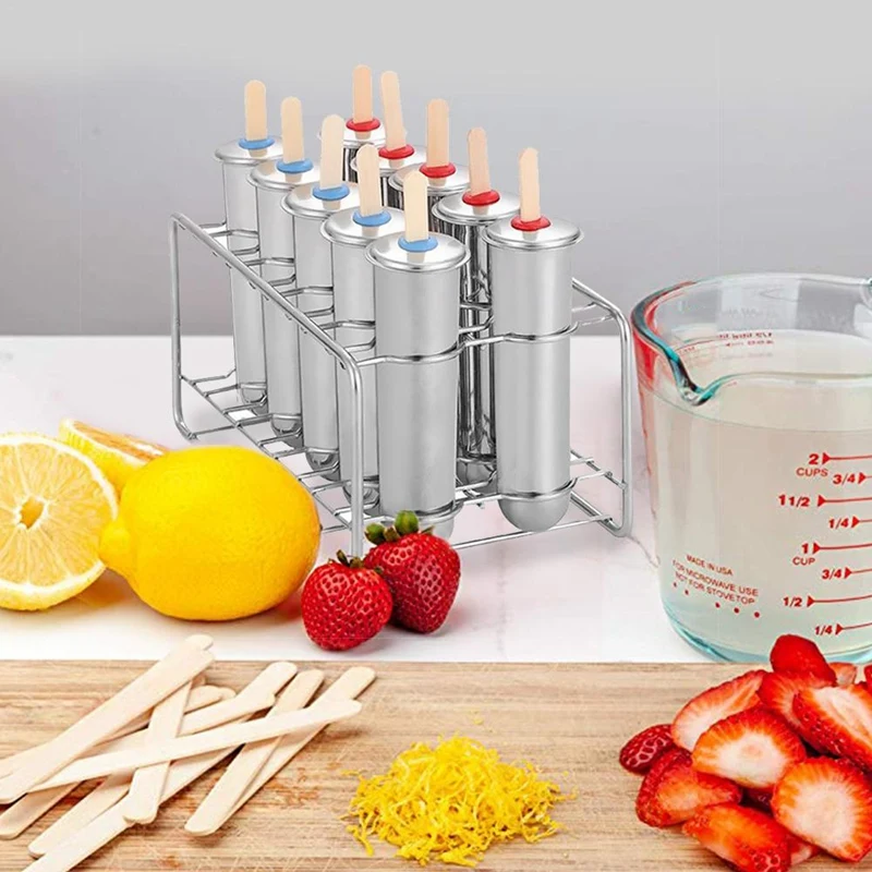 Stainless Steel sicle Molds Ice Cream Sticks Brush for Home DIY Fruit Innovative Ice Tube Molds 10 Molds 
Stainless Steel sicle Molds Ice Cream Sticks Brush for Home DIY Fruit Innovative Ice Tube Molds 10 Molds