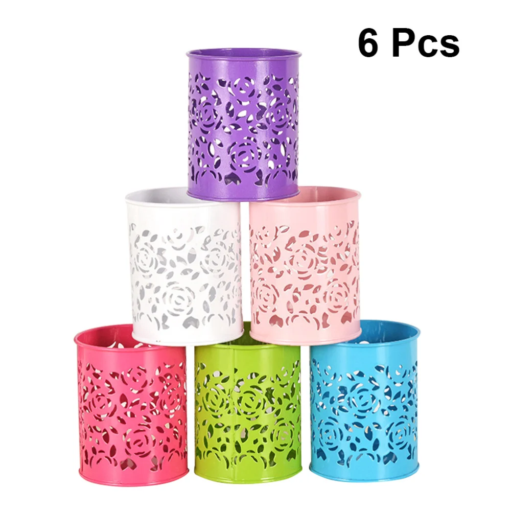 6pcs Metal Pen Pot Rose Flower Hollow Pencil Holder Container Organizer (Assorted Colors)
6pcs Metal Pen Pot Rose Flower Hollow Pencil Holder Container Organizer (Assorted Colors)