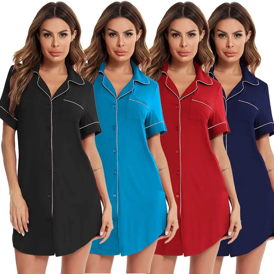 Sexy Lingerie Nightgowns Women Large Size Night Dress Short Sleeve Boyfriend Style Nightdress Nightwear Nightshirt Pijama Mujer
Sexy Lingerie Nightgowns Women Large Size Night Dress Short Sleeve Boyfriend Style Nightdress Nightwear Nightshirt Pijama Mujer
