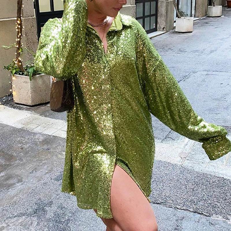 Women Popular Glitter Sequin Party Blouse Fashion Lapel Single Breasted Long Shirt Spring Ladies Long Sleeve Loose T-Shirt Top
Women Popular Glitter Sequin Party Blouse Fashion Lapel Single Breasted Long Shirt Spring Ladies Long Sleeve Loose T-Shirt Top