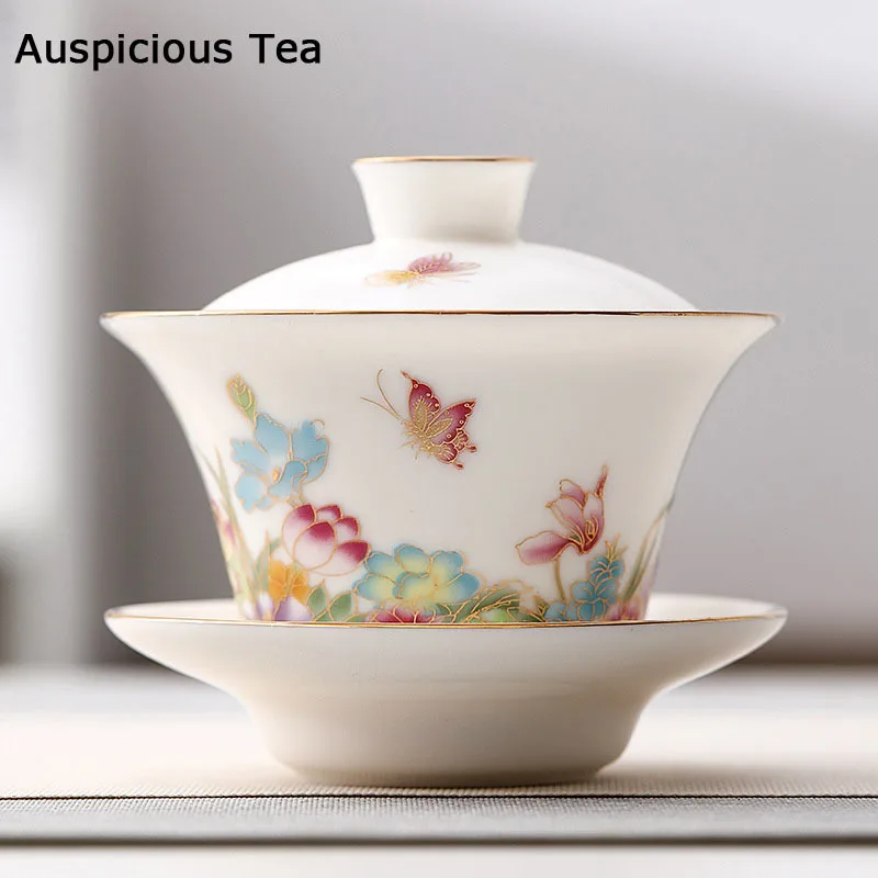 170ml Mutton Fat Jade White Porcelain Sancai Covered Bowl Tea Cup Household Handmade Kungfu Teaset Tea Ceremony Customized Gift
170ml Mutton Fat Jade White Porcelain Sancai Covered Bowl Tea Cup Household Handmade Kungfu Teaset Tea Ceremony Customized Gift
