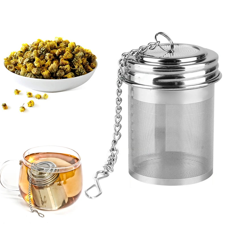 304 Stainless Steel Tea Infuser with Lid Cylindrical Spice Tea Balls Strainer Coffee Fine Mesh Filter Kitchen Accessories
304 Stainless Steel Tea Infuser with Lid Cylindrical Spice Tea Balls Strainer Coffee Fine Mesh Filter Kitchen Accessories