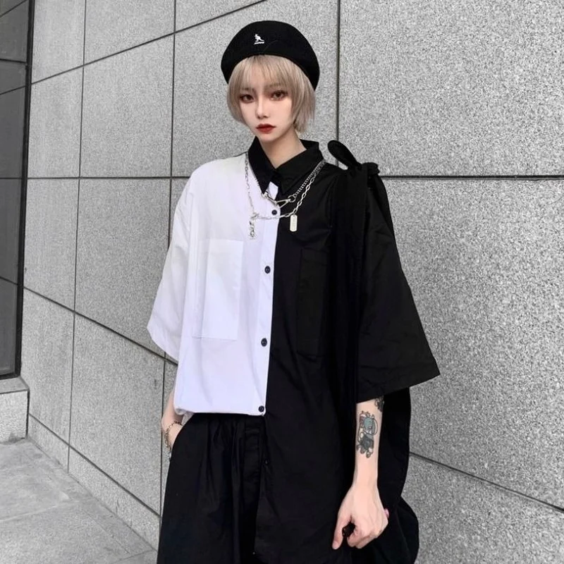 Shirts Women Street Style Short Arm Shirt Black Shirt Long Cardigan Harajuku Shirt Chemise Oversize Femme Blusas Elegantes
Shirts Women Street Style Short Arm Shirt Black Shirt Long Cardigan Harajuku Shirt Chemise Oversize Femme Blusas Elegantes