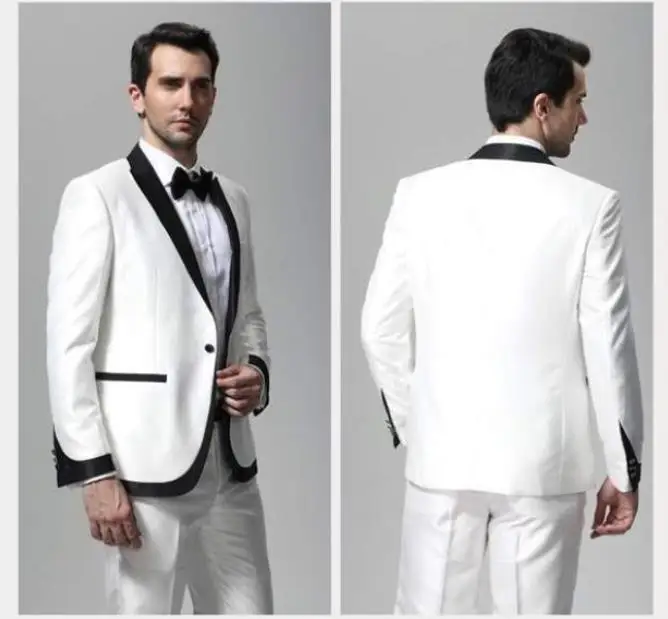 Фото 2020 свадебные костюмы для жениха с заостренным лацканом белые - купить