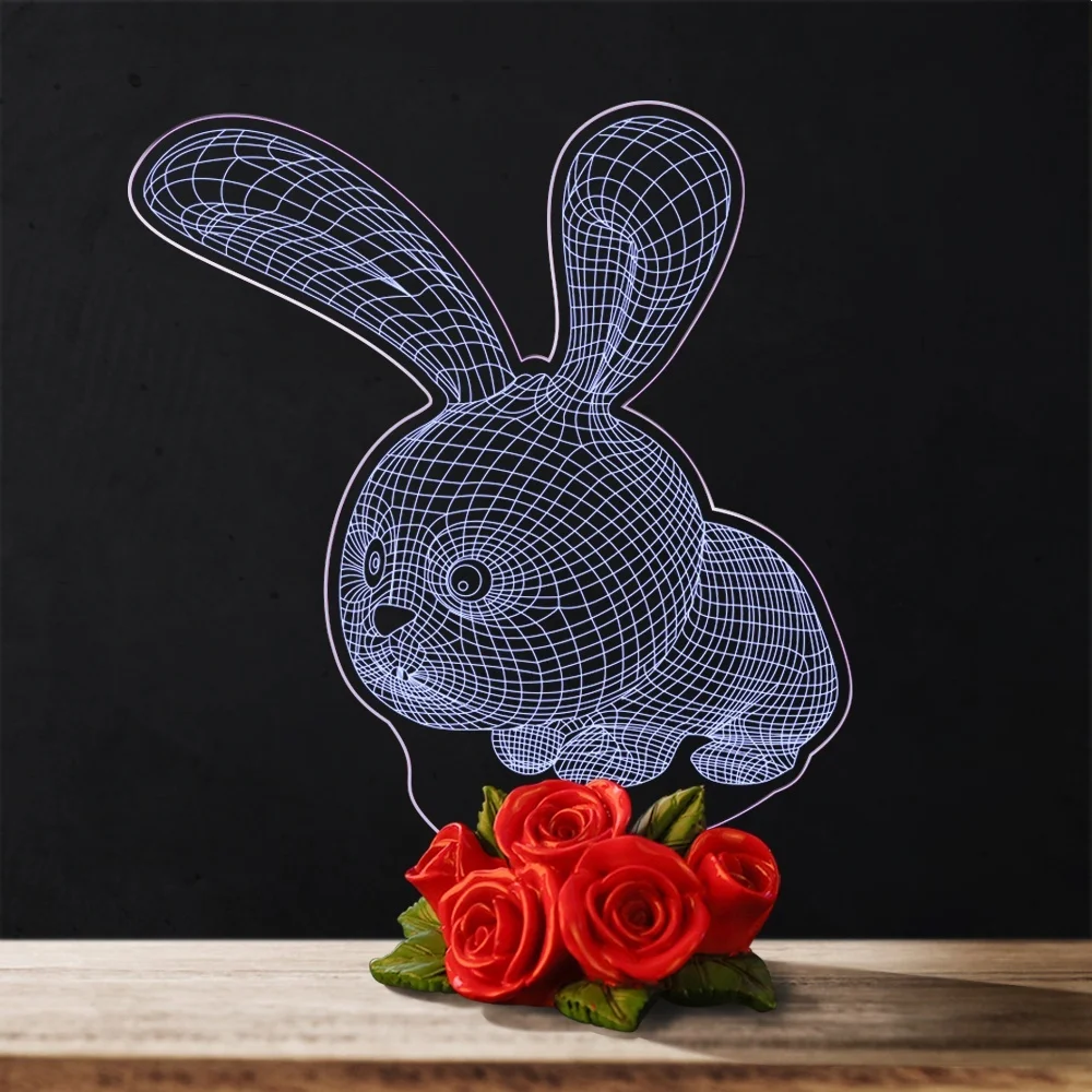 Bunny LED Light 3D Illusion Led Night Light Present for Kids Girlfriend Gift Table Lamp with Color Changing 
Bunny LED Light 3D Illusion Led Night Light Present for Kids Girlfriend Gift Table Lamp with Color Changing