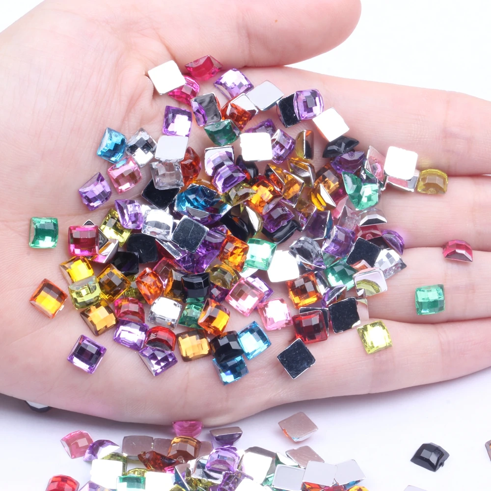 Acrylic Rhinestones Square Shape 100pcs 6mm Flatback Earth Facets Many Colors Flat Back Glue On Beads DIY Nail Art Decoration
Acrylic Rhinestones Square Shape 100pcs 6mm Flatback Earth Facets Many Colors Flat Back Glue On Beads DIY Nail Art Decoration