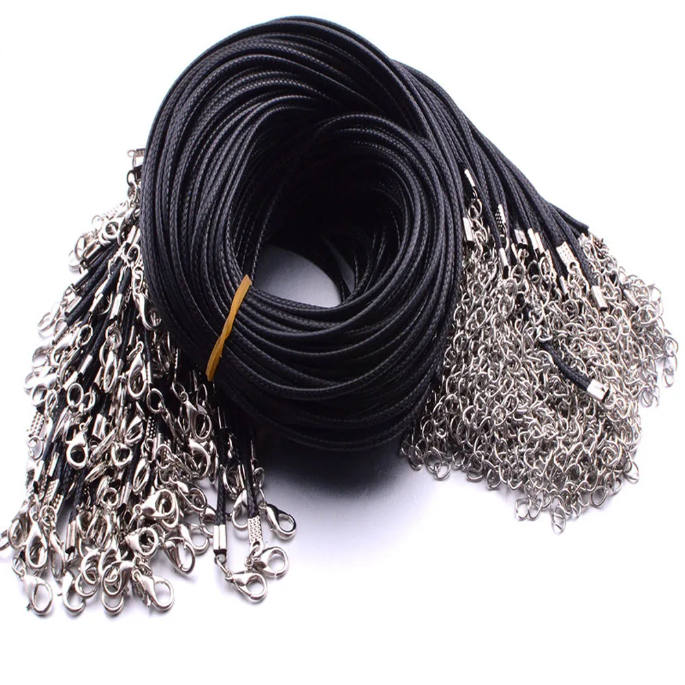 100PCS Necklace Rope 2MM Black Leather Rope Wax rope For DIY Fashion Pendant 45CM Lobster ClaspDIY Jewelry Accessories Wholesale
100PCS Necklace Rope 2MM Black Leather Rope Wax rope For DIY Fashion Pendant 45CM Lobster ClaspDIY Jewelry Accessories Wholesale