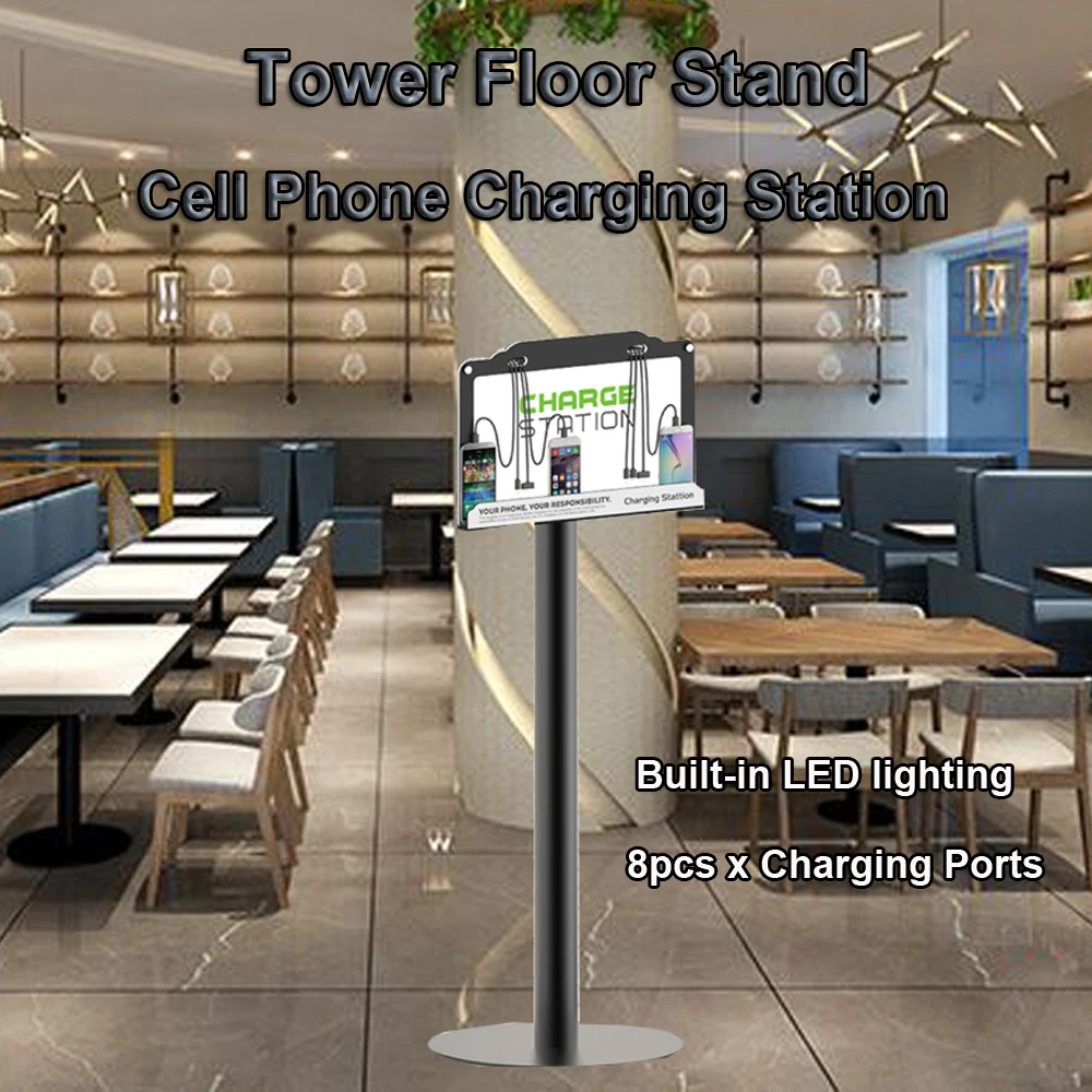 Tower Floor Stand Cell Phone Charging Station Built-in LED lighting 8 Ports Charger Dock For iPhone Samsung Android Tabl
Tower Floor Stand Cell Phone Charging Station Built-in LED lighting 8 Ports Charger Dock For iPhone Samsung Android Tabl