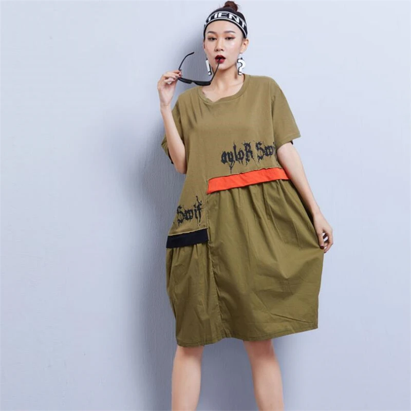 Loose Contrast irregular Splice Dress Women Tide brand Elegant Party Women Summer dress Fashion letter Printed Casual Vestido
Loose Contrast irregular Splice Dress Women Tide brand Elegant Party Women Summer dress Fashion letter Printed Casual Vestido